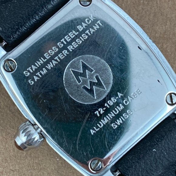 Michele Urban Mini Aluminum White Dial Black Band Watch Swiss Made with Date - Picture 5 of 7